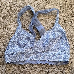 Aerie Floral Lace Bralette in Soft Blue